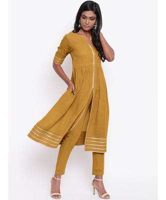 Green Gota Slit Kurta Set 3