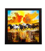 7 Running Lucky Horses Design Satin Matt Texture UV Art Painting