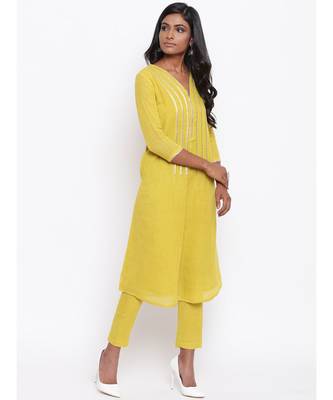 Yellow Gota Kurta Set 3