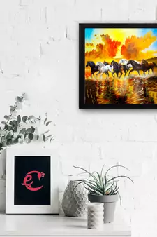 7 Running Lucky Horses Design Satin Matt Texture UV Art Painting