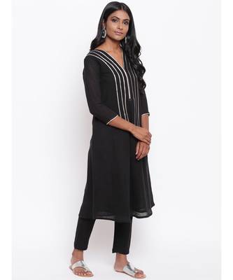 Black Gota Kurta Set 3