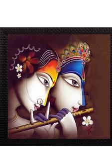 Abstract Radha Krishna Satin Matt Texture UV Art Painting