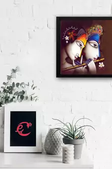 Abstract Radha Krishna Satin Matt Texture UV Art Painting