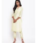 Green Foil Pin-Tucks Kurta Set