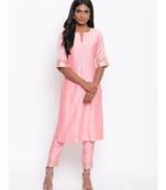 Pink Foil Pin-Tucks Kurta Set