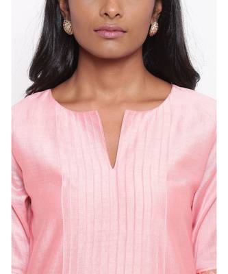 Pink Foil Pin-Tucks Kurta Set 7