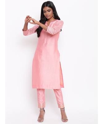 Pink Collared Kurta Set 1