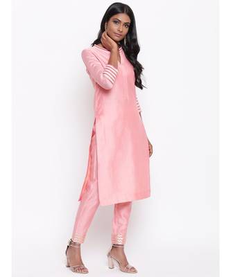 Pink Collared Kurta Set 3
