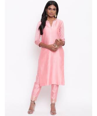 Pink Collared Kurta Set 5