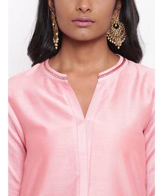 Pink Collared Kurta Set 6