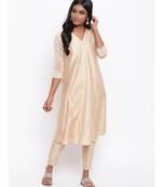 Beige V Foil Kurta Set