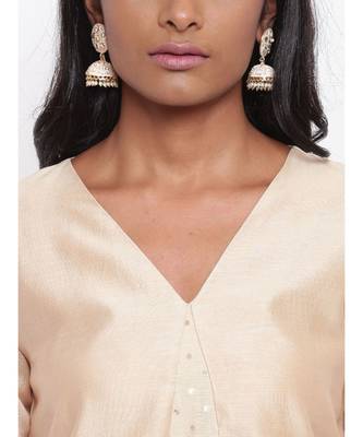 Beige V Foil Kurta Set 6