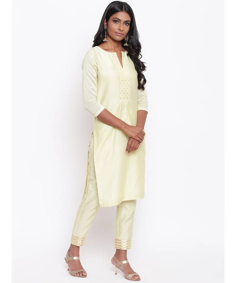 Green Foil Center Kurta Set