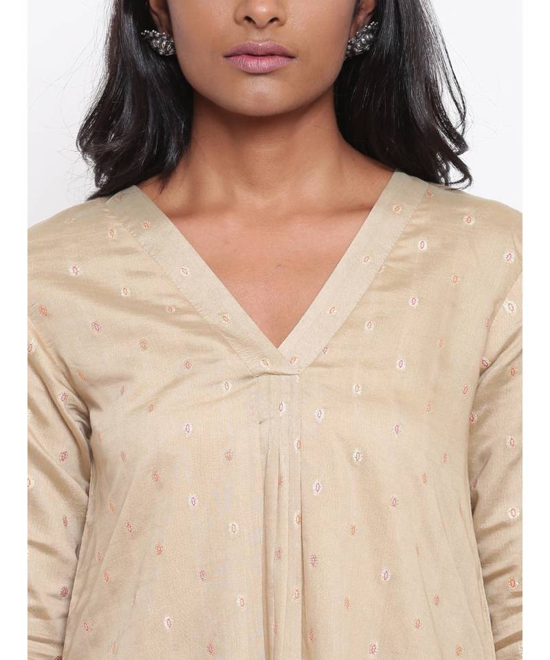 Beige Booti Kurta