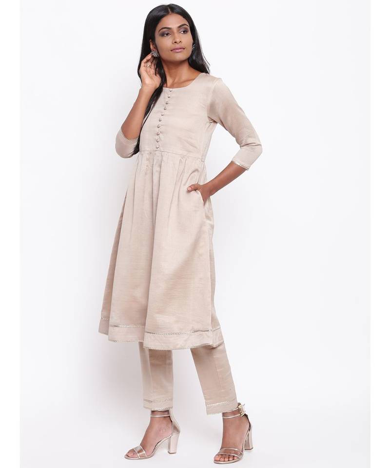 Grey Gota Gathered Kurta