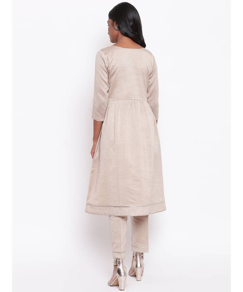 Grey Gota Gathered Kurta