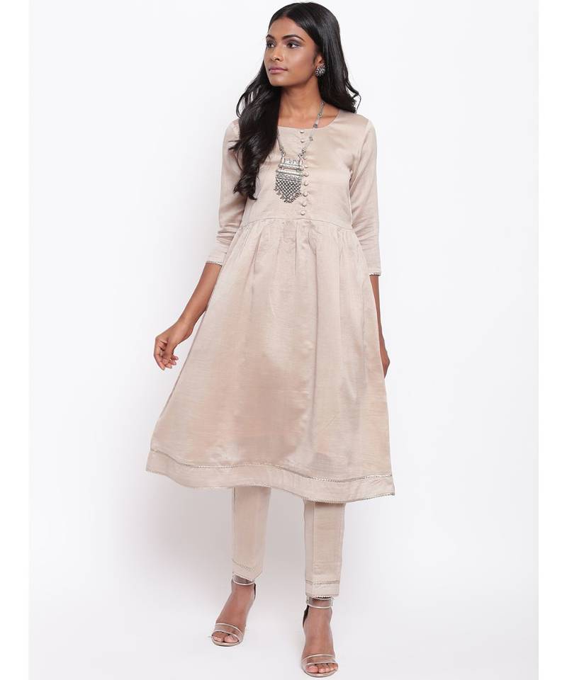 Grey Gota Gathered Kurta
