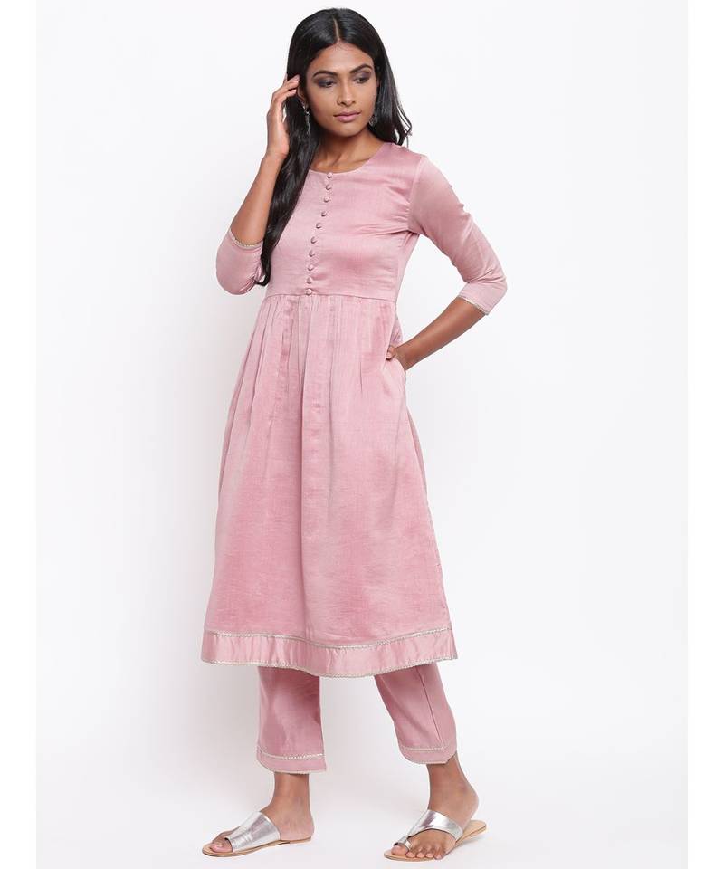 Pink Gota Gathered Kurta