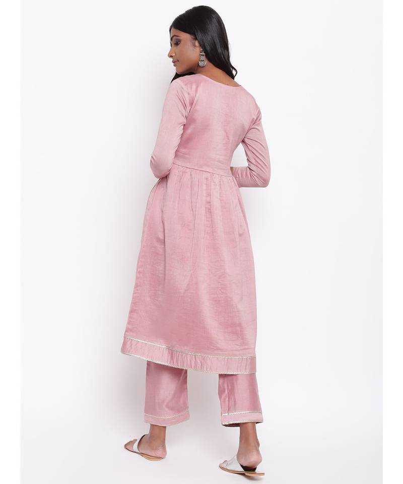Pink Gota Gathered Kurta