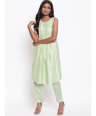 Green Gota Pleats Kurta 1