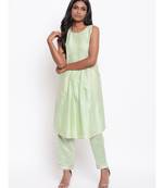 Green Gota Pleats Kurta