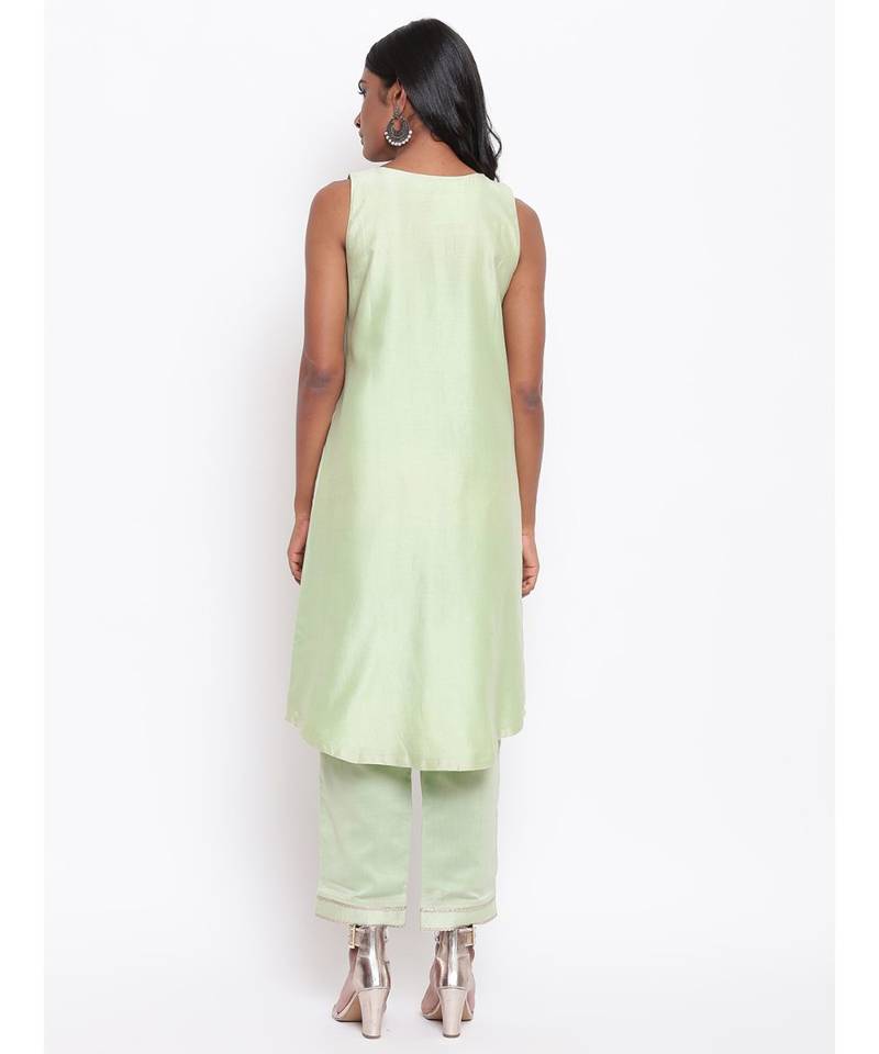 Green Gota Pleats Kurta