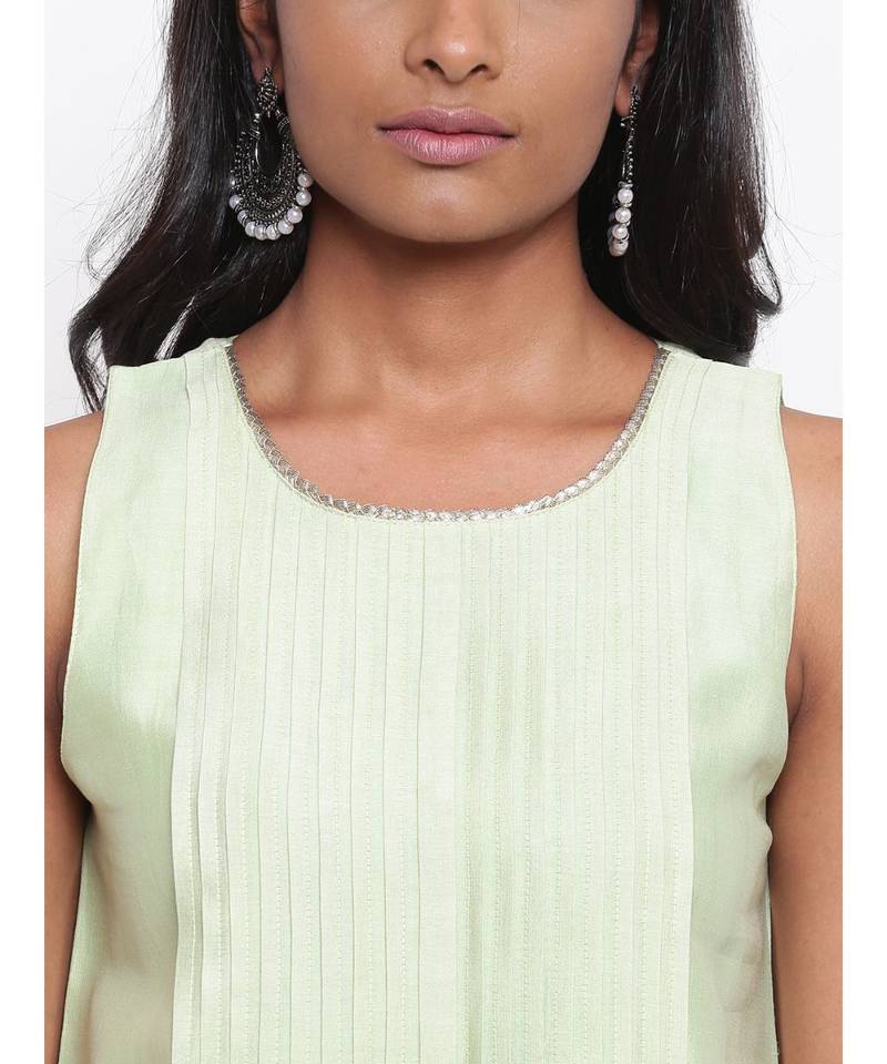 Green Gota Pleats Kurta