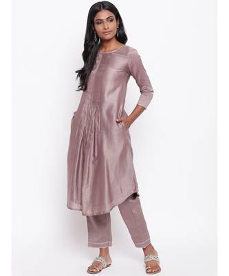 Brown Gota Pleats Kurta 1