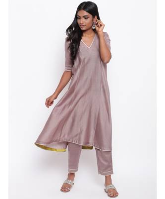 Brown Gota Flared Kurta 1