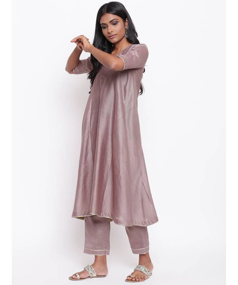 Brown Gota Flared Kurta