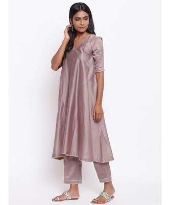 Brown Gota Flared Kurta 3