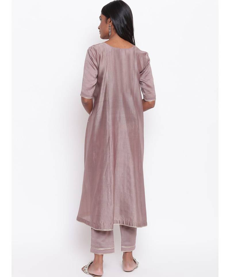 Brown Gota Flared Kurta