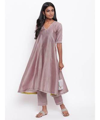 Brown Gota Flared Kurta 5