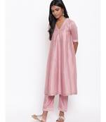 Pink Gota Flared Kurta