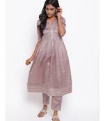 Brown Gota Slit Kurta