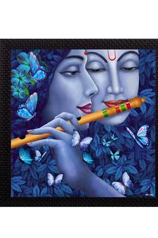 Abstract Radha Krishna Satin Matt Texture UV Art Painting