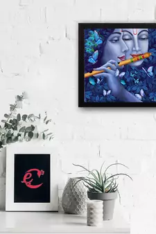 Abstract Radha Krishna Satin Matt Texture UV Art Painting