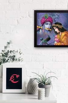 Abstract Radha Krishna Satin Matt Texture UV Art Painting