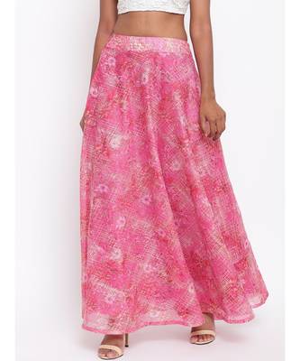 Pink Foil Organza Skirt 1
