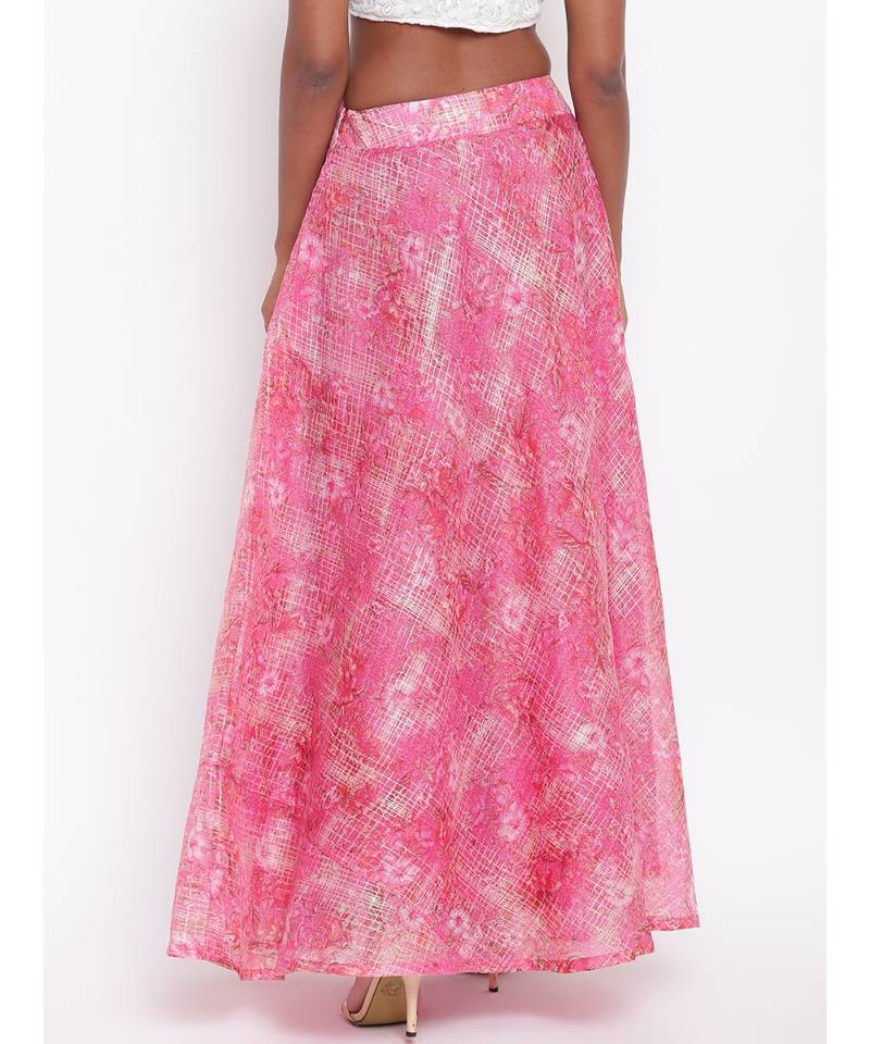 Pink Foil Organza Skirt