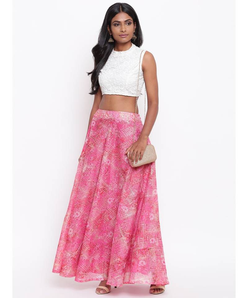 Pink Foil Organza Skirt