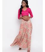 Grey Floral Pink Skirt-Set