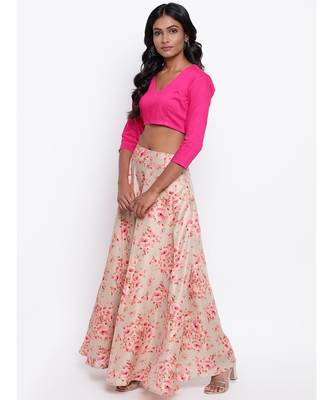 Grey Floral Pink Skirt-Set 2