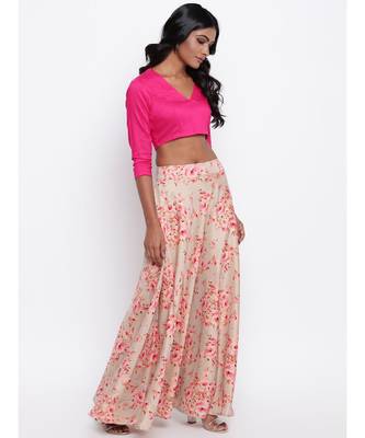 Grey Floral Pink Skirt-Set 3