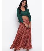 Brown Motif Green Skirt-Set