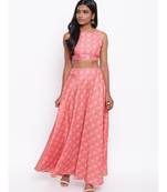 Pink Printed Skirt-Set