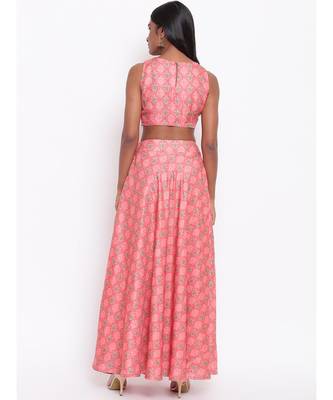 Pink Printed Skirt-Set 4