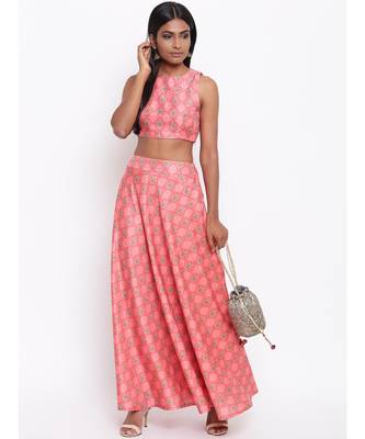 Pink Printed Skirt-Set 5