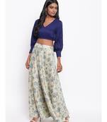 Blue Floral Skirt-Set