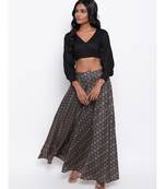 Black Grid Leaf Skirt-Set